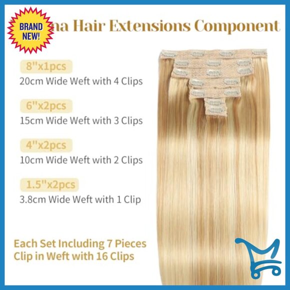 16 Inch Clip-In Human Hair Extensions, 7pcs 70g Straight Remy Hair main image 4